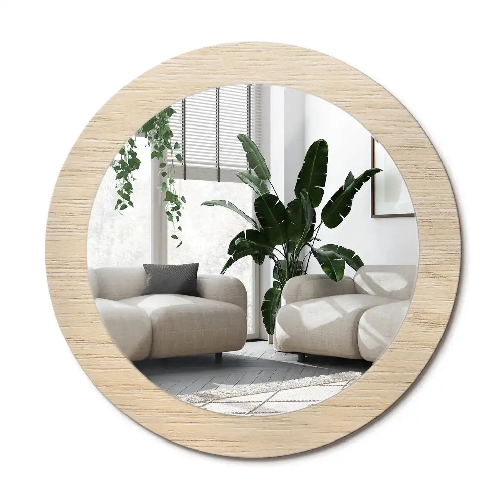 Specchio circolare decoro Legno chiaro