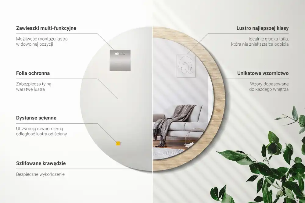Specchio circolare decoro Legno chiaro