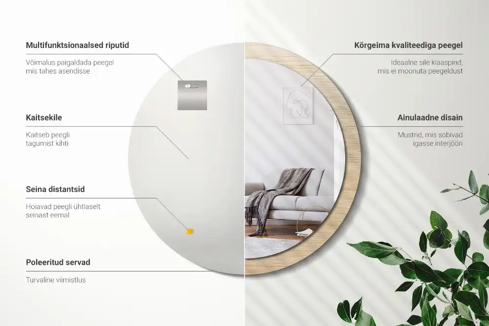 Specchio circolare decoro Legno chiaro