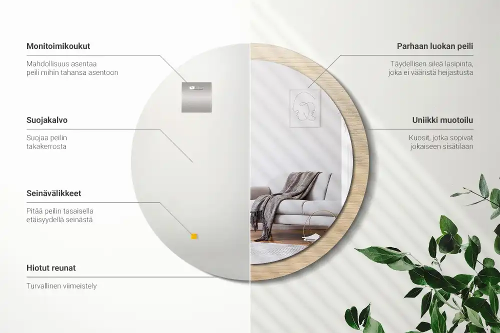 Specchio circolare decoro Legno chiaro