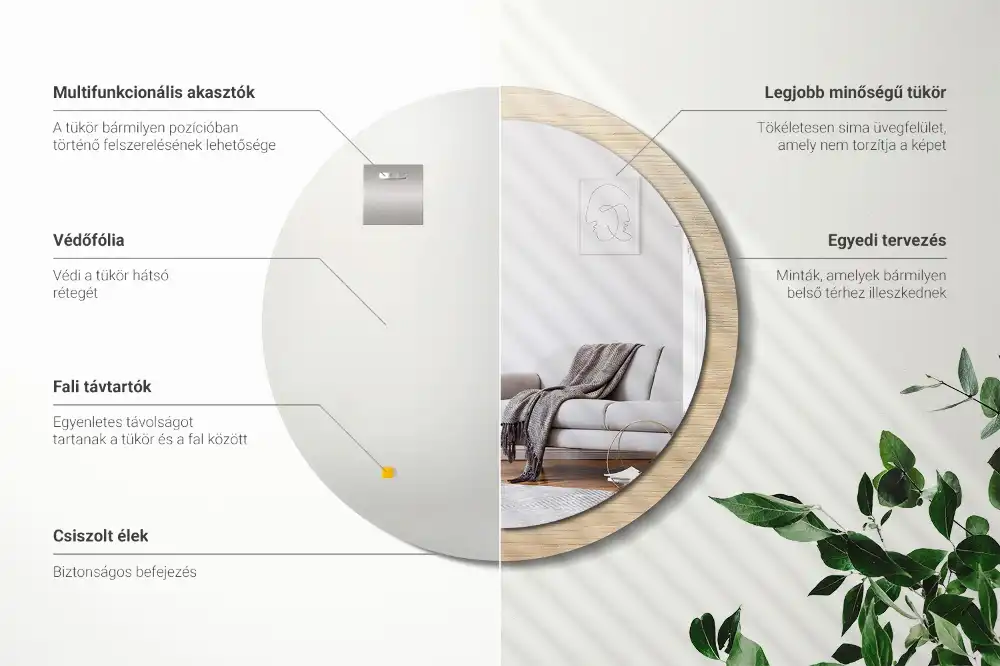 Specchio circolare decoro Legno chiaro