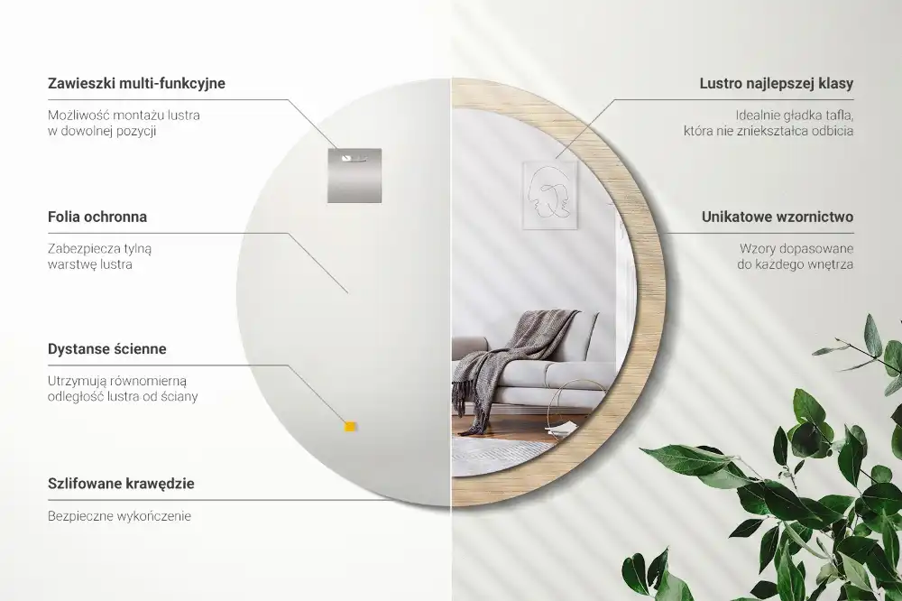 Specchio circolare decoro Legno chiaro
