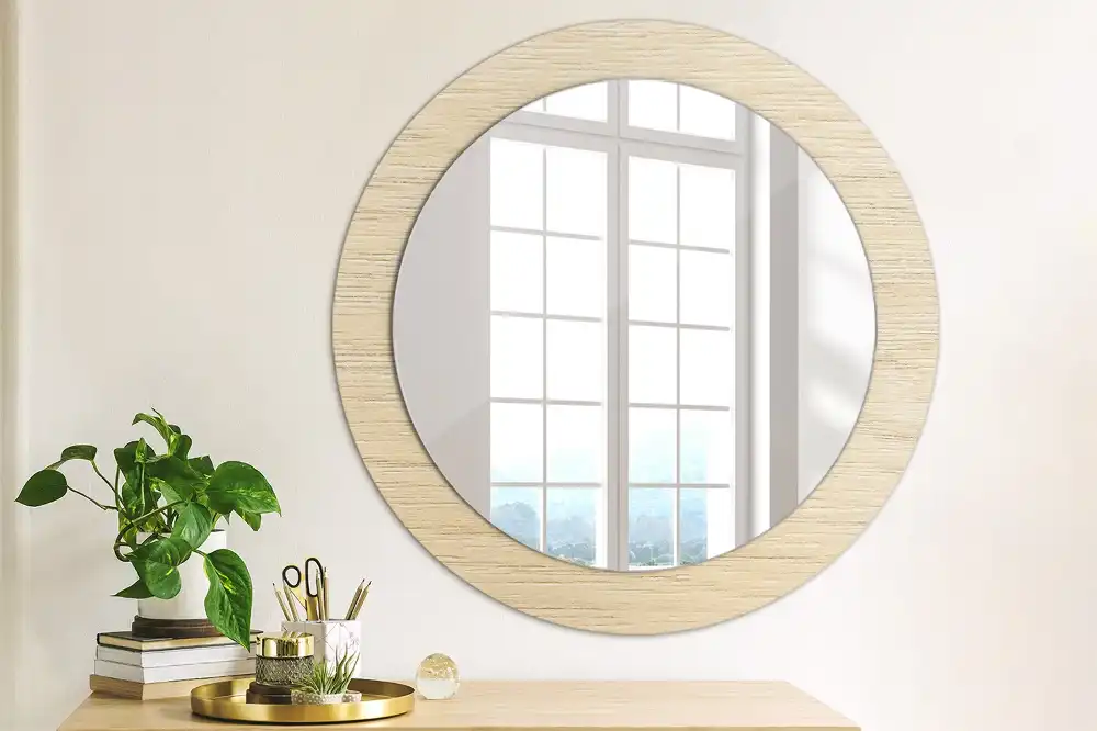 Specchio circolare decoro Legno chiaro