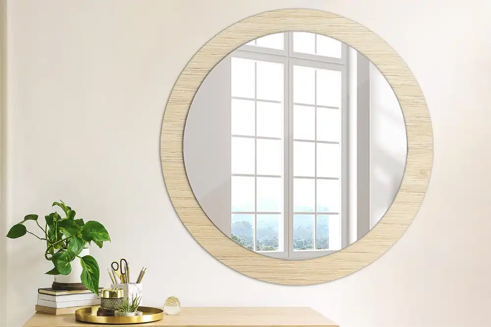 Specchio circolare decoro Legno chiaro