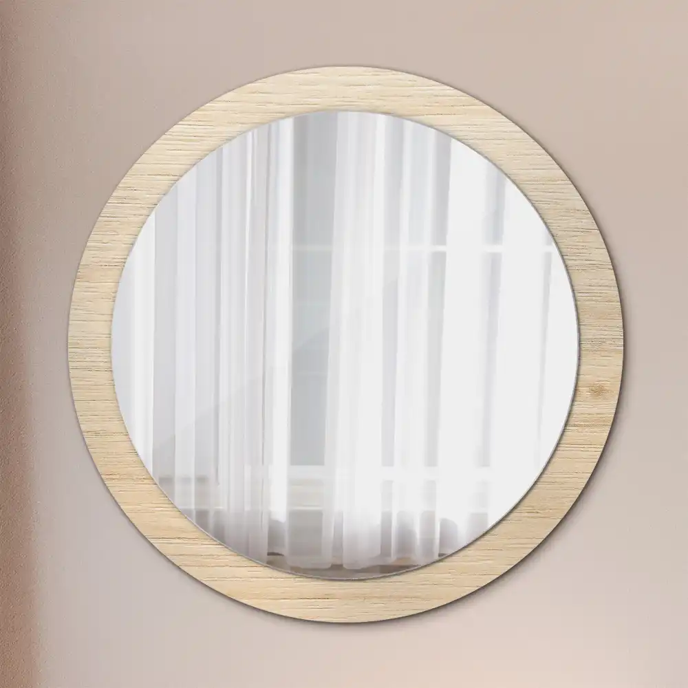 Specchio circolare decoro Legno chiaro
