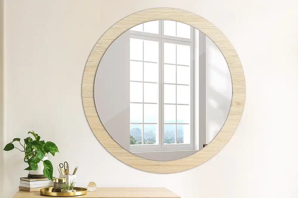 Specchio circolare decoro Legno chiaro