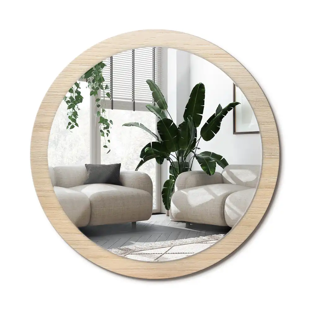 Specchio circolare decoro Legno chiaro