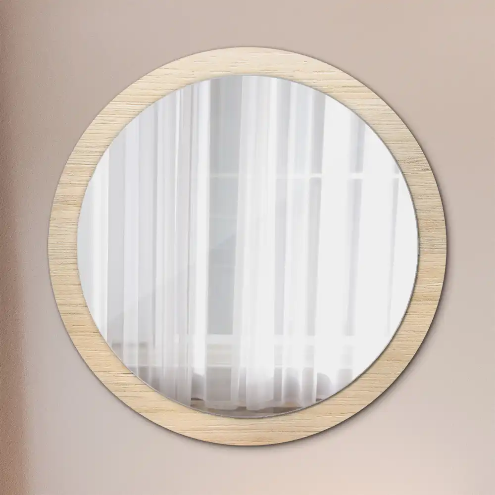 Specchio circolare decoro Legno chiaro