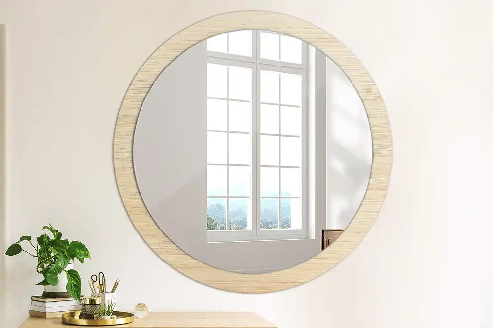 Specchio circolare decoro Legno chiaro
