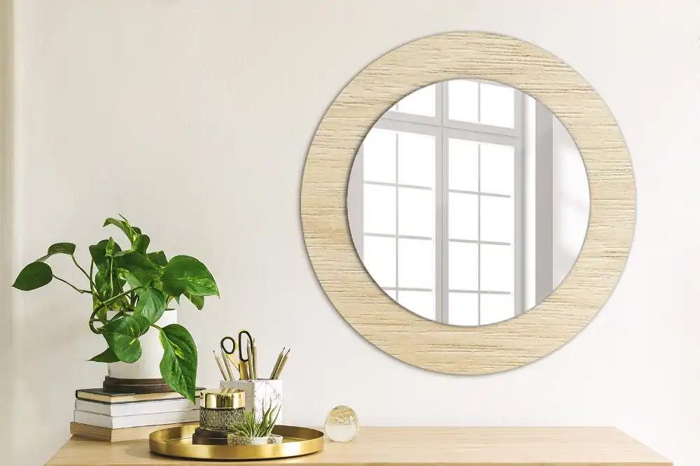 Specchio circolare decoro Legno chiaro