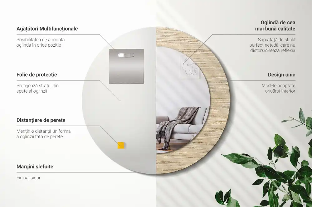 Specchio circolare decoro Legno chiaro