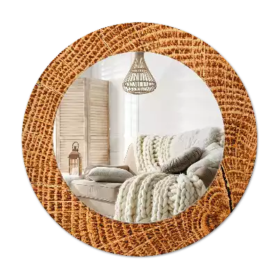 Specchio rotondo con cornice stampata Legno di quercia