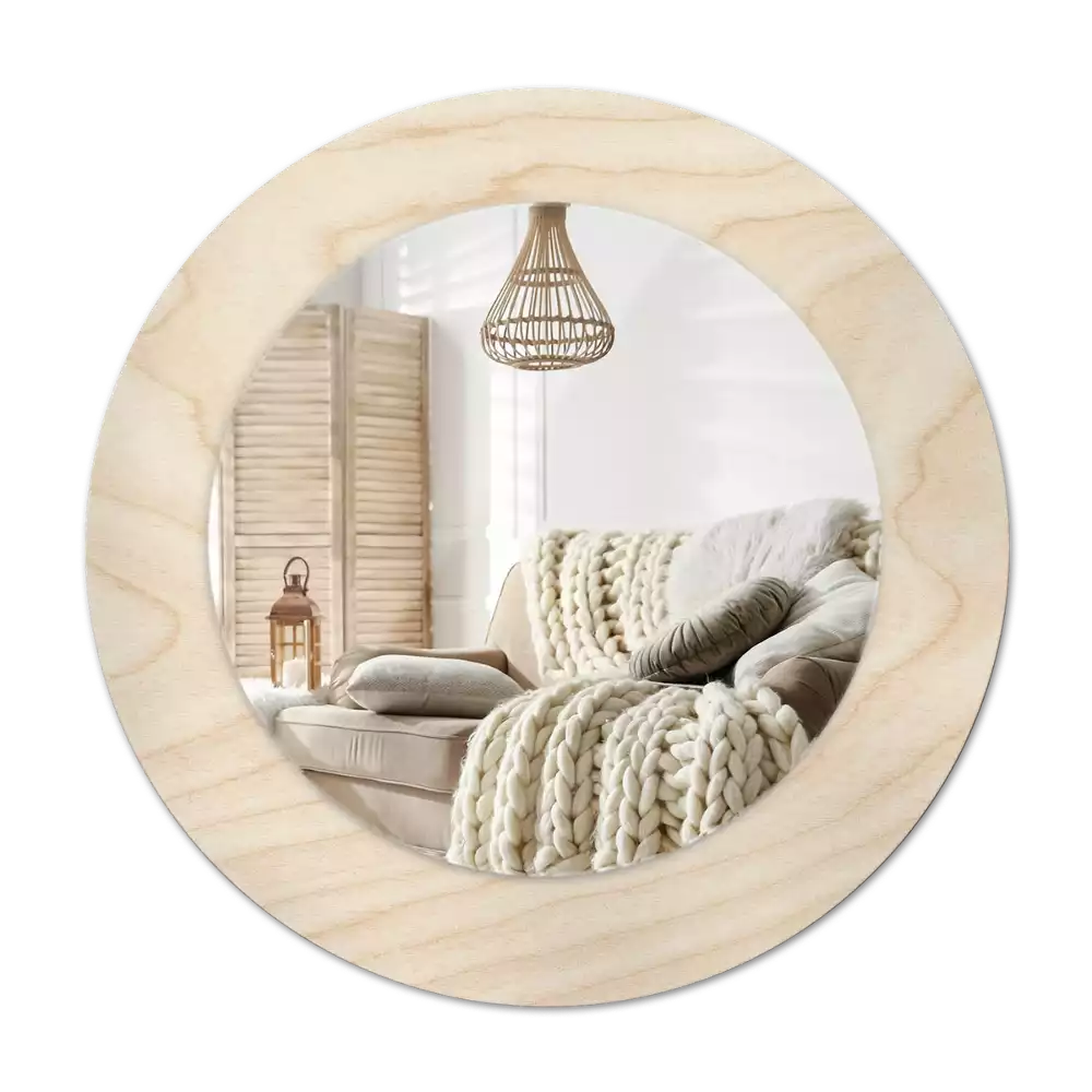 Specchio circolare decoro Legno chiaro