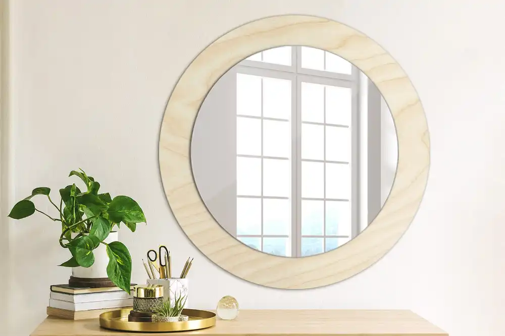 Specchio circolare decoro Legno chiaro