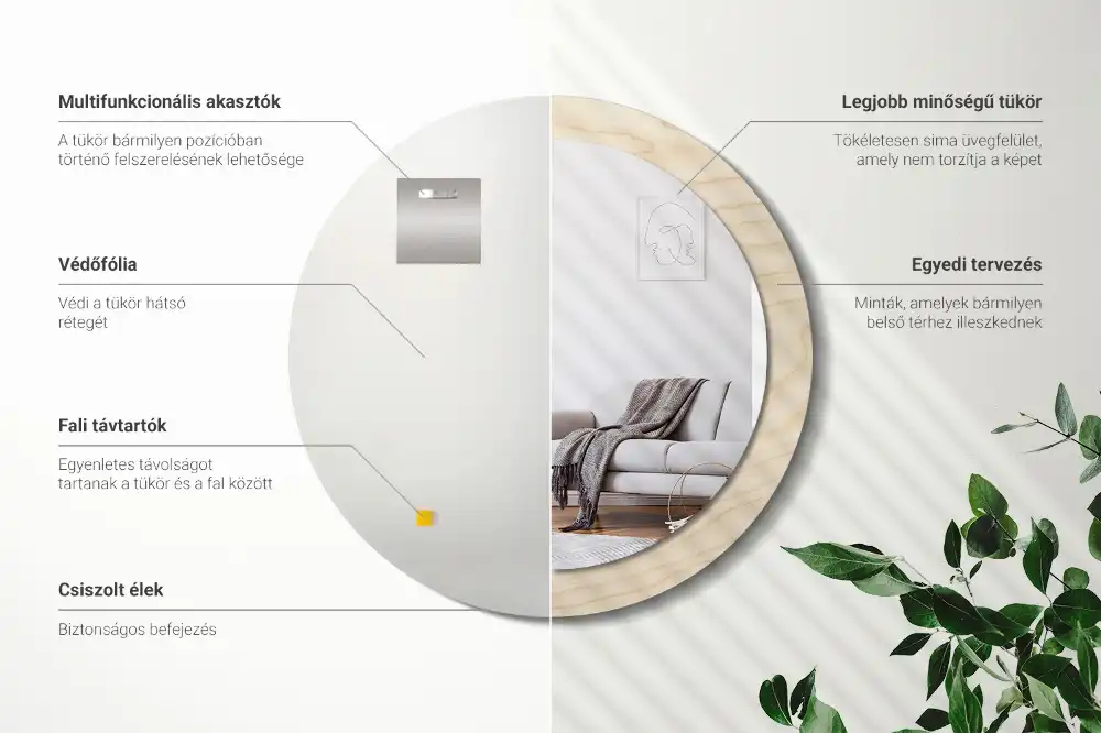 Specchio circolare decoro Legno chiaro