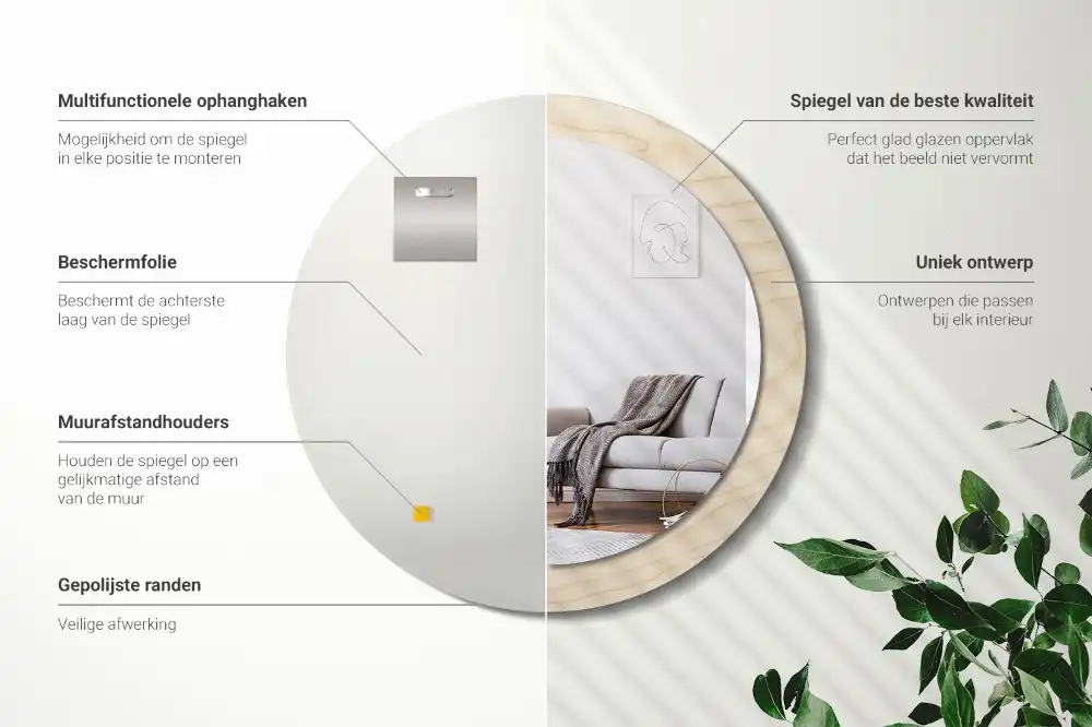 Specchio circolare decoro Legno chiaro