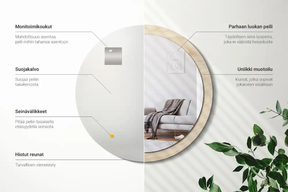 Specchio circolare decoro Legno chiaro