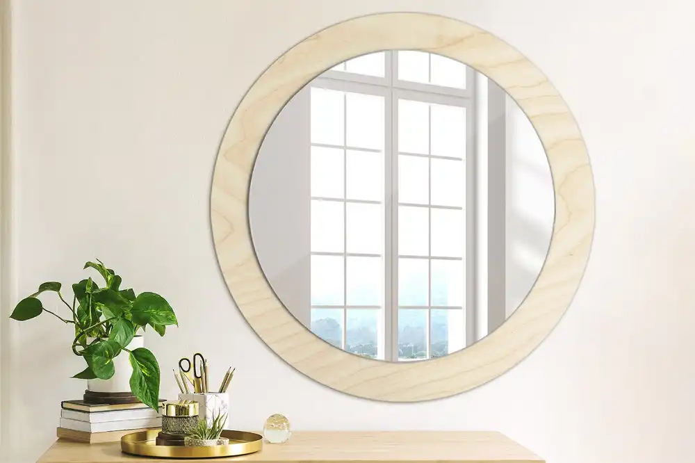 Specchio circolare decoro Legno chiaro