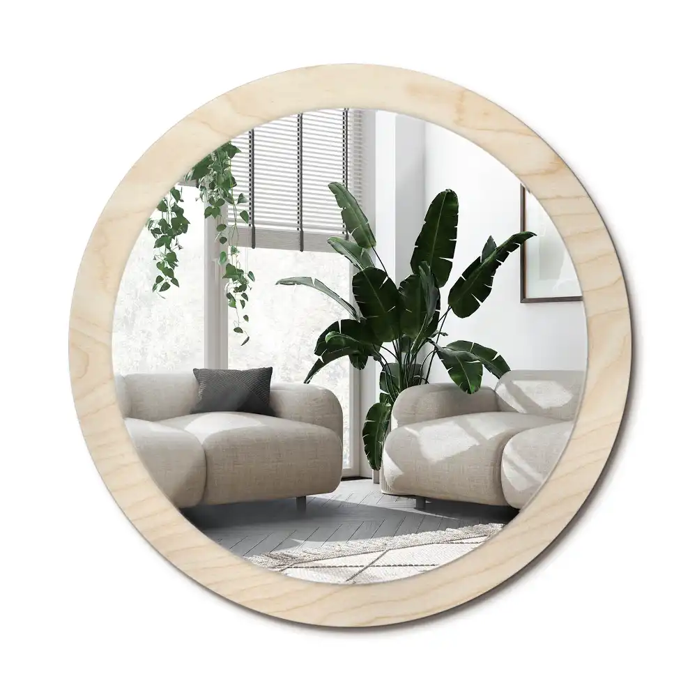 Specchio circolare decoro Legno chiaro