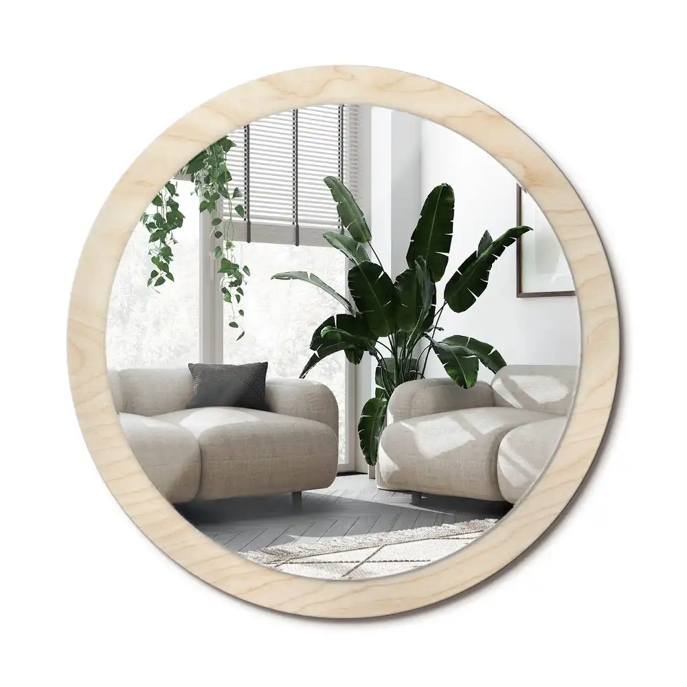 Specchio circolare decoro Legno chiaro