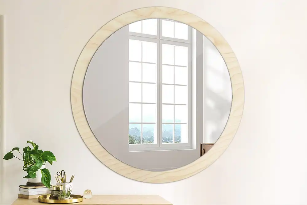 Specchio circolare decoro Legno chiaro