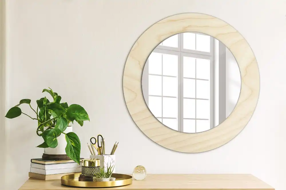 Specchio circolare decoro Legno chiaro
