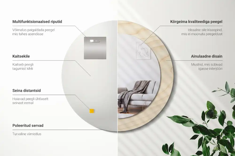 Specchio circolare decoro Legno chiaro