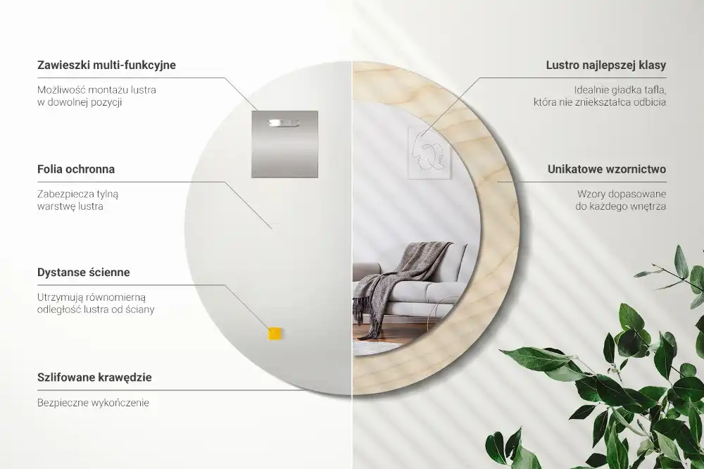 Specchio circolare decoro Legno chiaro