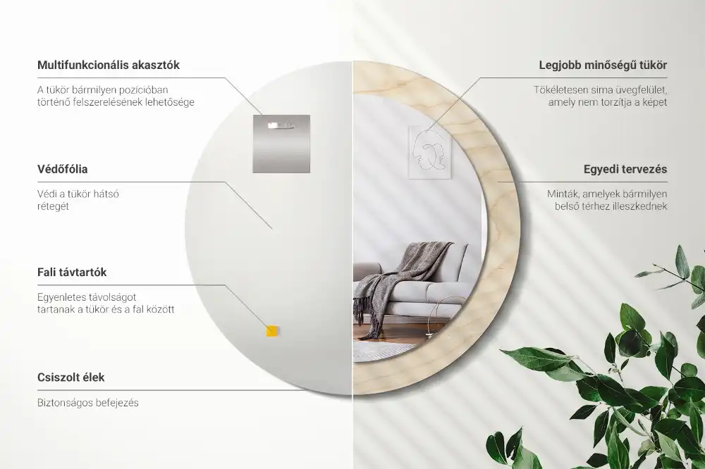 Specchio circolare decoro Legno chiaro