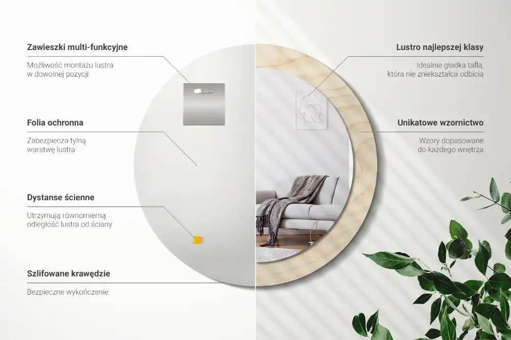 Specchio circolare decoro Legno chiaro