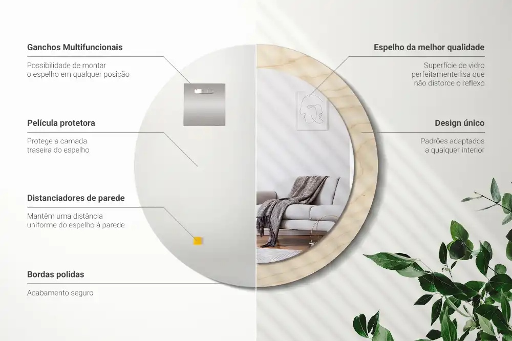 Specchio circolare decoro Legno chiaro