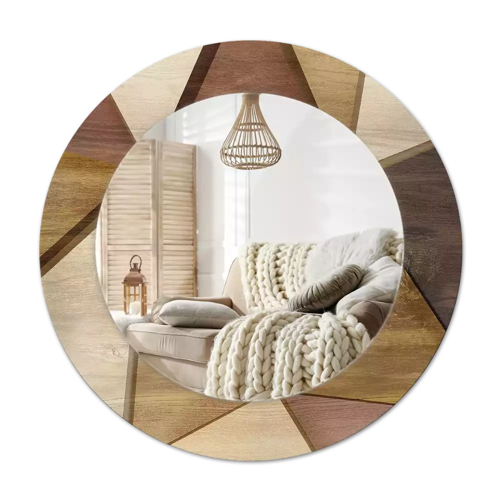 Specchio circolare stampato Legno geometrico 3D