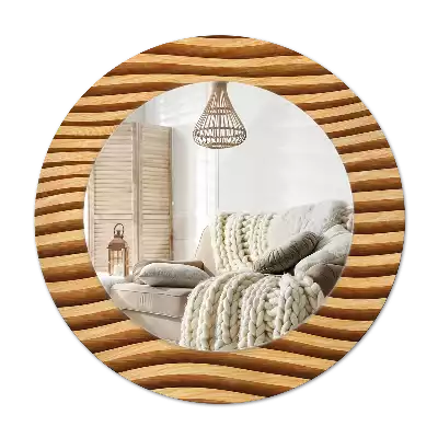 Specchio circolare stampato Onda di legno
