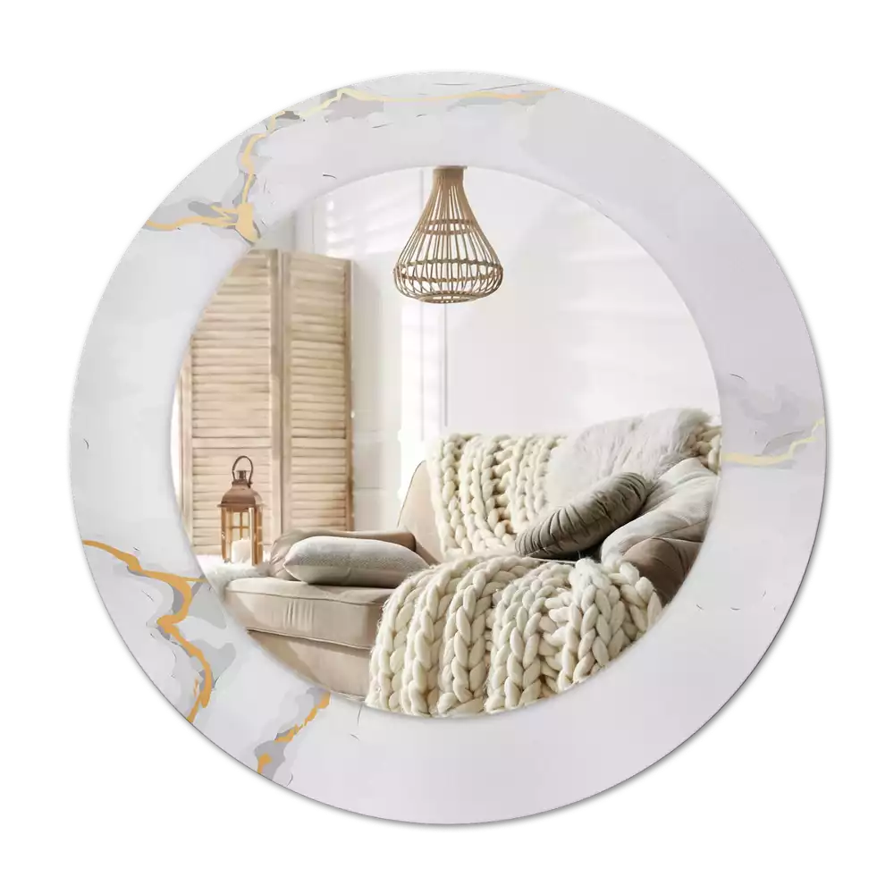 Specchio circolare decoro marmo bianco