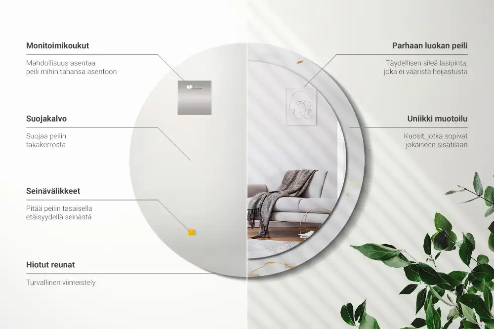 Specchio circolare decoro marmo bianco