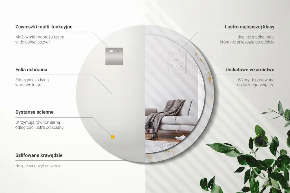 Specchio circolare decoro marmo bianco