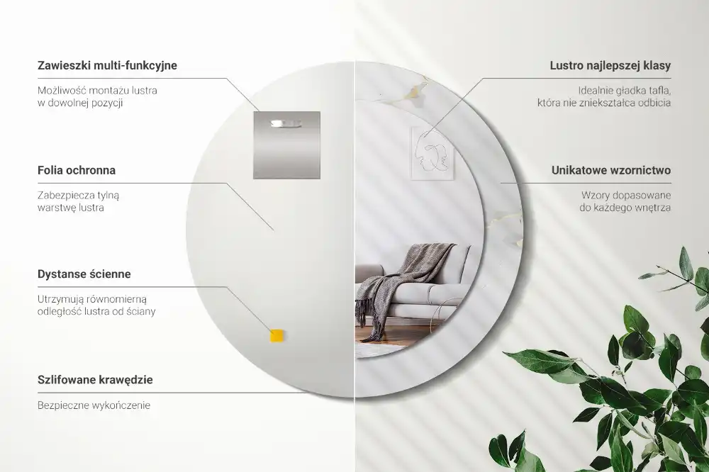 Specchio circolare decoro marmo bianco