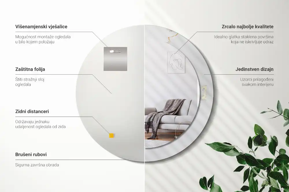 Specchio circolare decoro marmo bianco