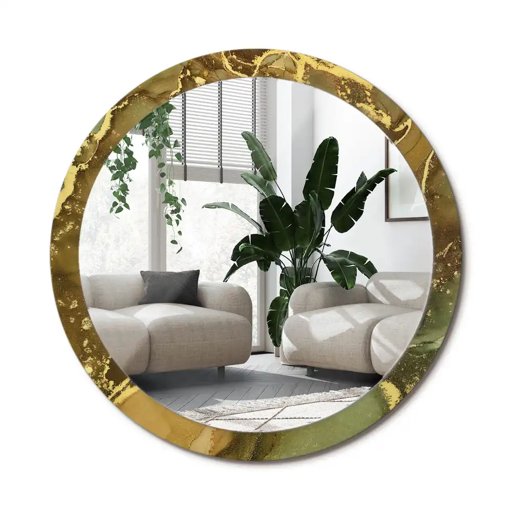 Specchio rotondo con cornice stampata Vortici metallici