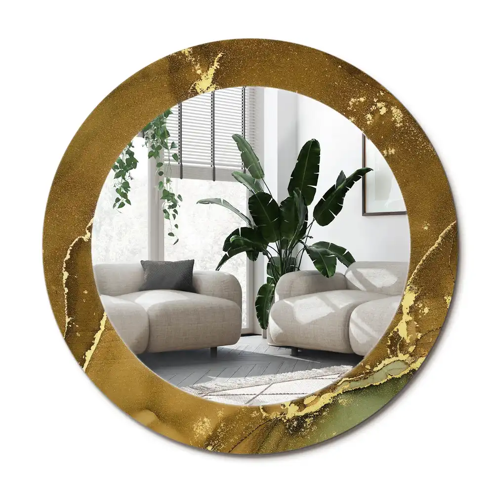 Specchio rotondo con cornice stampata Vortici metallici