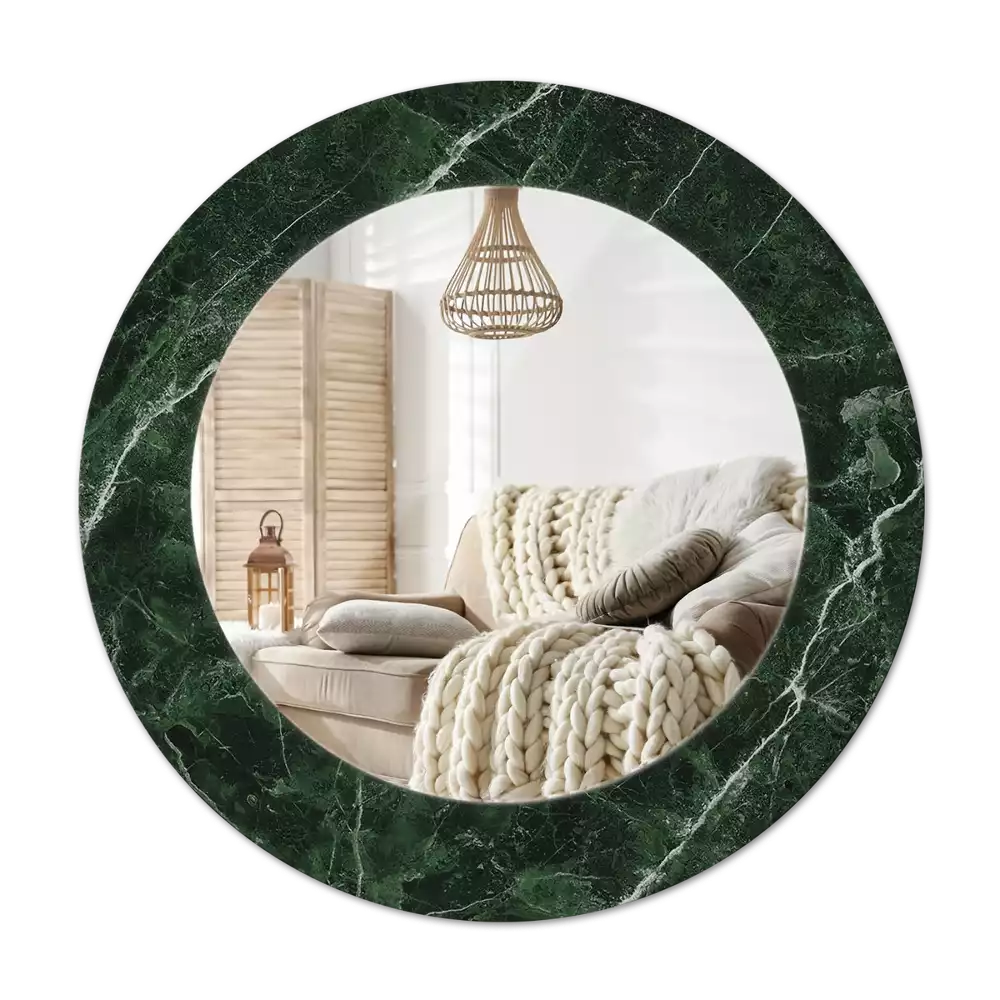 Specchio circolare stampato marmo verde