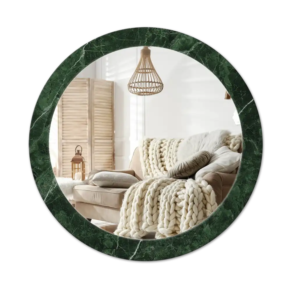 Specchio circolare stampato marmo verde