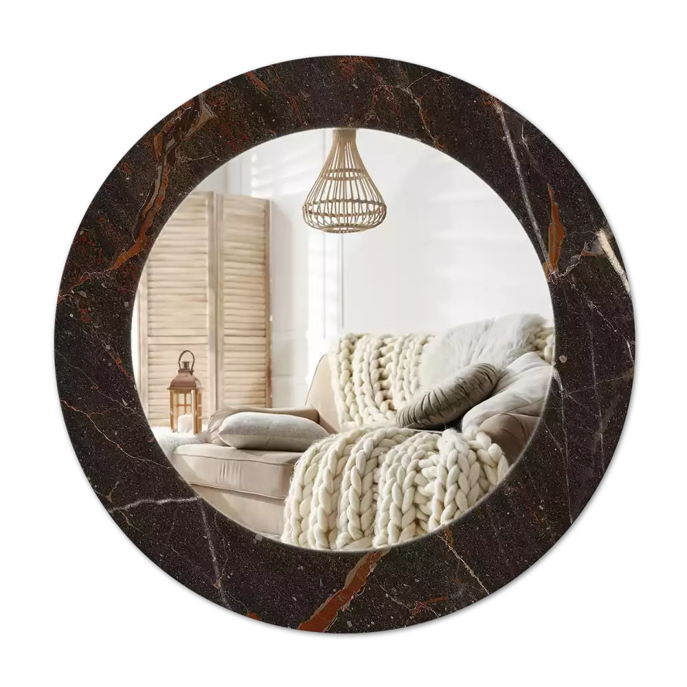 Specchio circolare decoro marmo marrone