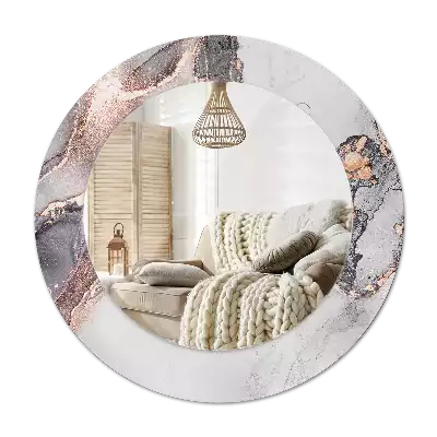 Specchio rotondo con cornice stampata Marmo astratto