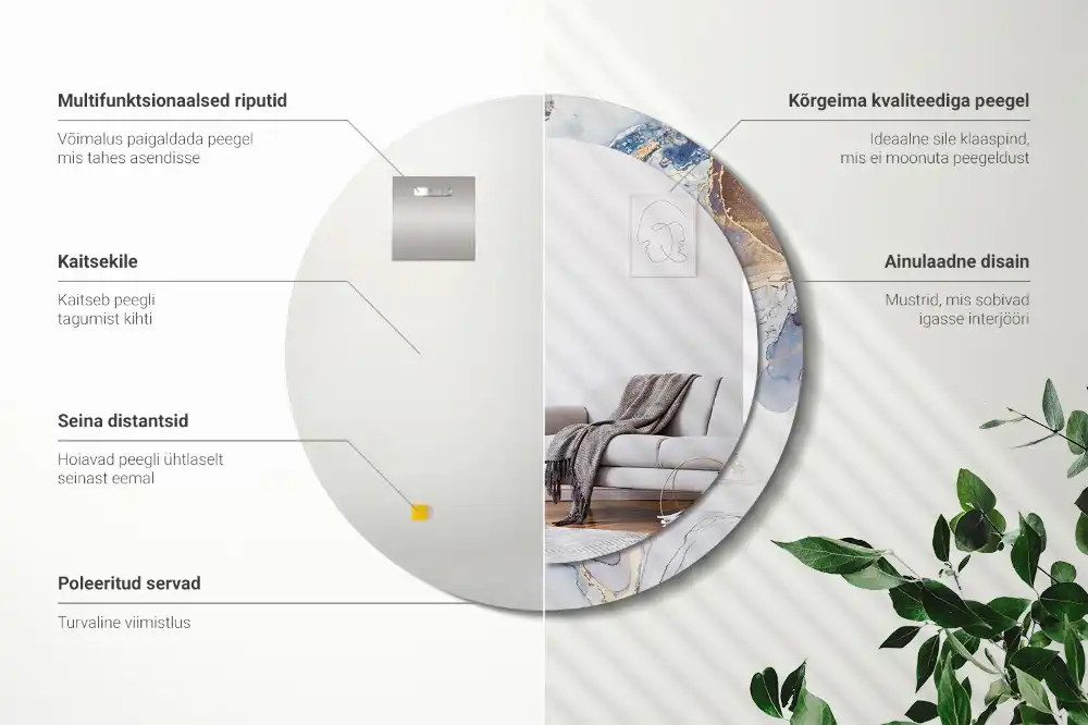 Specchio rotondo con cornice stampata Arte astratta