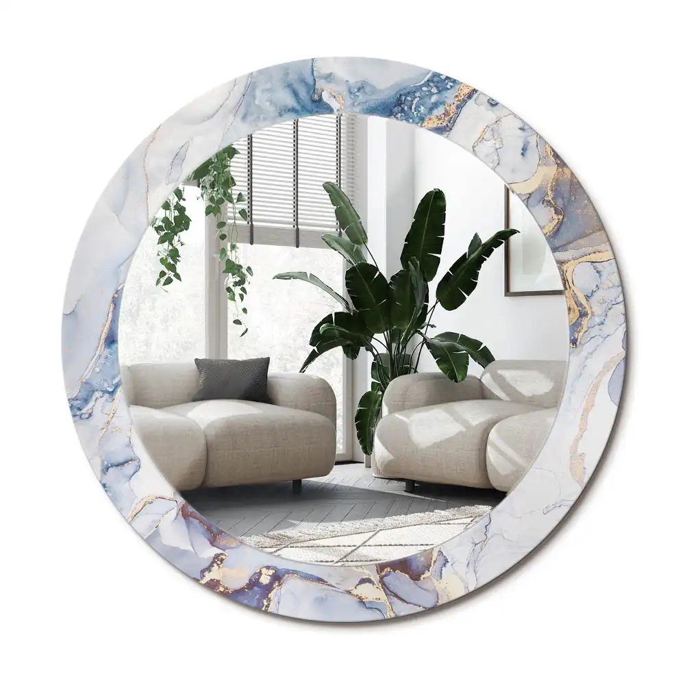 Specchio rotondo con cornice stampata Arte astratta