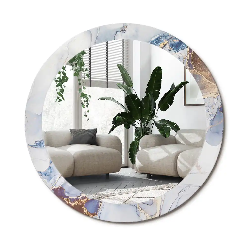 Specchio rotondo con cornice stampata Arte astratta