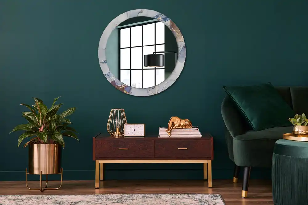 Specchio rotondo con cornice stampata Arte astratta