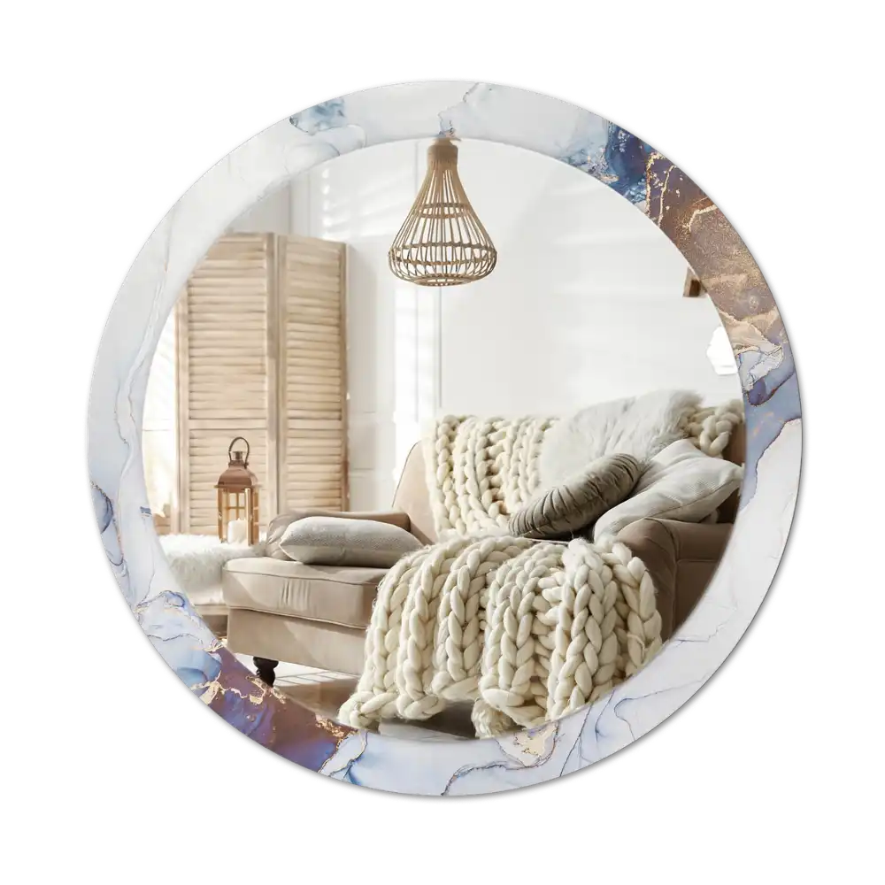 Specchio rotondo con cornice stampata Arte astratta