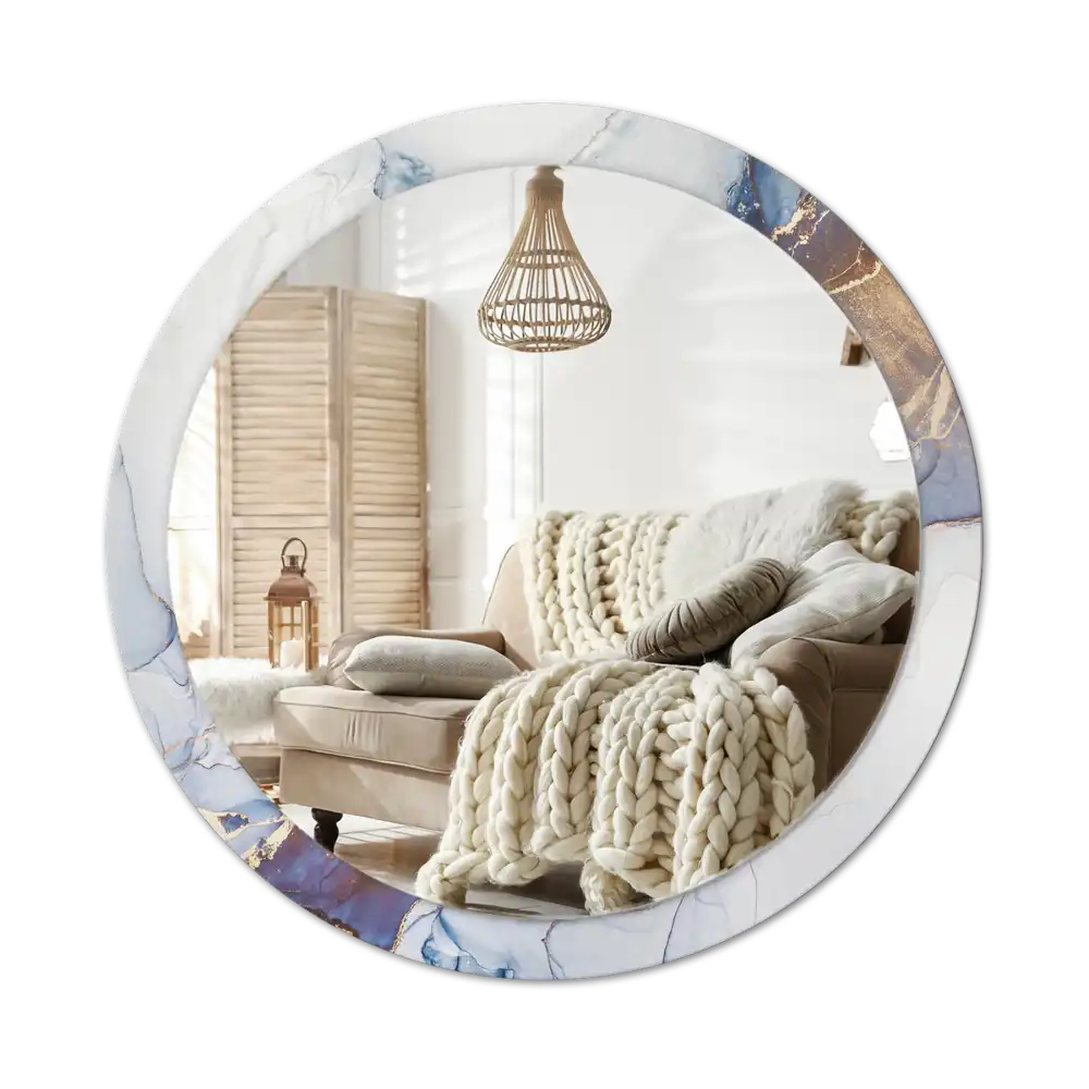 Specchio rotondo con cornice stampata Arte astratta